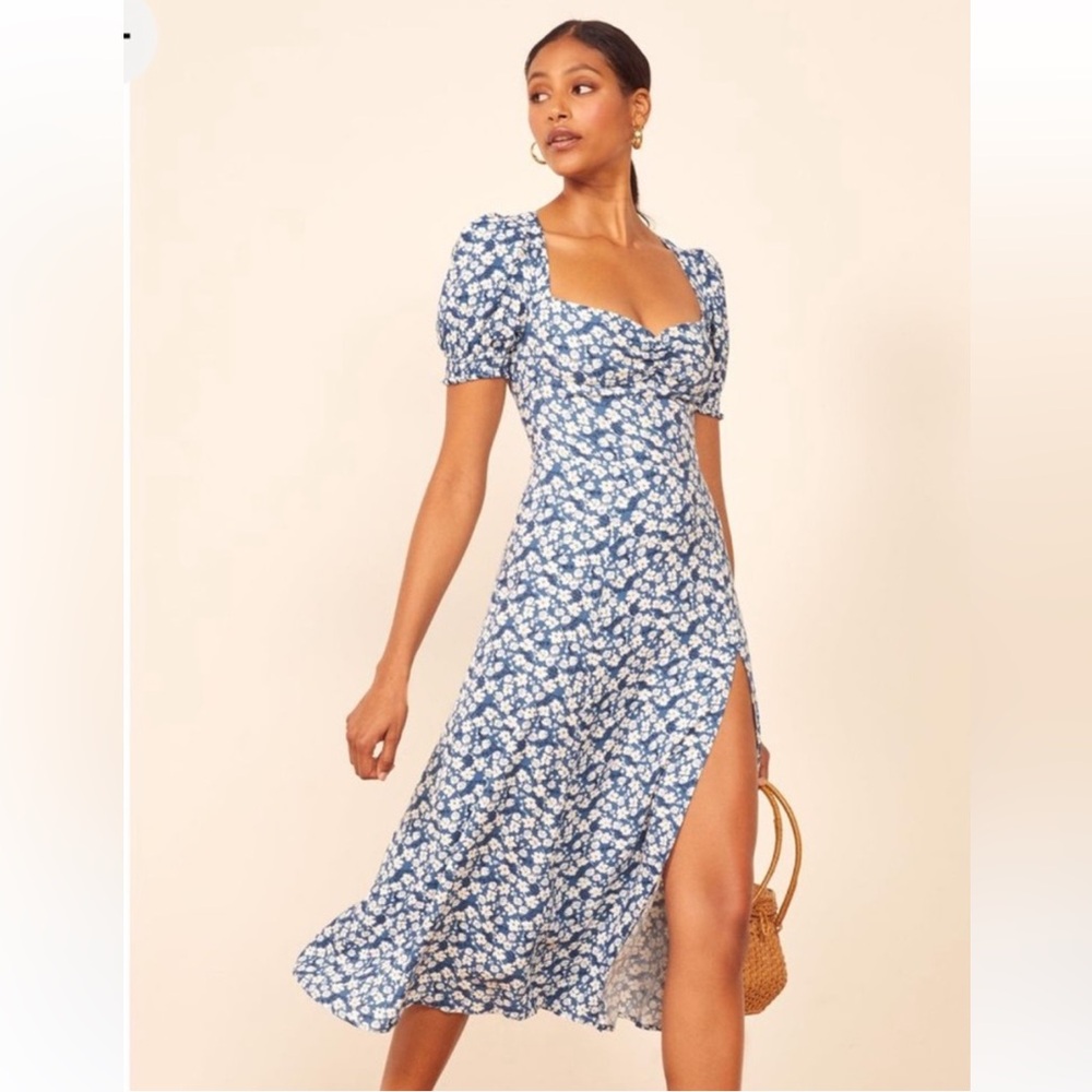 Reformation Blue Floral Lacey Dress M/6, perfect condition